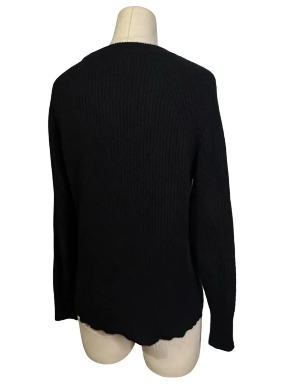 J.Crew 100% Cashmere Black Ribbed Knit Crewneck Sweater